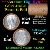 ***Auction Highlight*** AU/BU Slider Shotgun Nevada Invest & Trust Co Peace $1 Roll 1924 & S Ends Vi