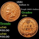 1881 Indian Cent 1c Grades xf