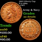 1863 Liberty cap F-11-298a Civil War Token 1c Grades AU Details