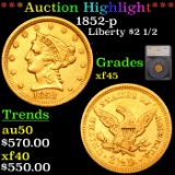 ***Auction Highlight*** 1852-p Gold Liberty Quarter Eagle $2 1/2 Graded xf45 By SEGS (fc)
