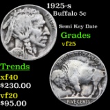 1925-s Buffalo Nickel 5c Grades vf+