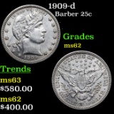 1909-d Barber Quarter 25c Grades Select Unc
