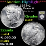 ***Auction Highlight*** 1927-d Peace Dollar $1 Graded Select+ Unc By USCG (fc)