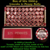 Box of 50 Rolls of 2006-p Gem Unc Lincoln Cents 1c, 50 Coins Each 2500 Coins total