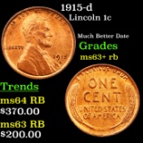 1915-d Lincoln Cent 1c Grades Select+ Unc RB