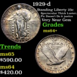 1929-d Standing Liberty Quarter 25c Grades Choice+ Unc