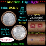 ***Auction Highlight*** Full solid date 1921-p Morgan silver $1 roll, 20 coins (fc)