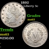 1892 Liberty Nickel 5c Grades Select Unc