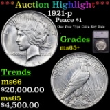 ***Auction Highlight*** 1921-p Peace Dollar $1 Graded ms65+ By SEGS (fc)