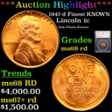 ***Auction Highlight*** 1947-d Finest KNOWN Lincoln Cent 1c Graded ms68 rd By SEGS (fc)