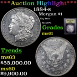*HIGHLIGHT OF NIGHT* 1884-s Morgan Dollar $1 Graded BU+ By USCG (fc)