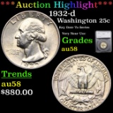 ***Auction Highlight*** 1932-d Washington Quarter 25c Graded au58 By SEGS (fc)
