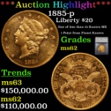 *HIGHLIGHT OF THE YEAR* 1885-p Gold Liberty Double Eagle $20 Graded ms62 By SEGS (fc)