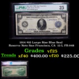 1914 $10 Large Size Blue Seal Federal Reserve Note San Francisco, CA  12-L FR-948 Graded vf25 By PMG