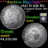 ***Auction Highlight*** 1811 O-106 R3 Capped Bust Half Dollar 50c Graded Select Unc By USCG (fc)
