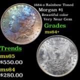 1884-o Rainbow Toned Morgan Dollar $1 Grades Choice+ Unc