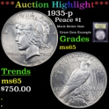 ***Auction Highlight*** 1935-p Peace Dollar $1 Graded GEM Unc By USCG (fc)