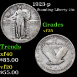 1923-p Standing Liberty Quarter 25c Grades vf+