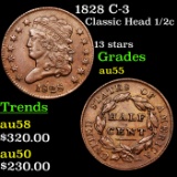 1828 C-3 Classic Head half cent 1/2c Grades Choice AU