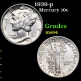 1939-p Mercury Dime 10c Grades Choice Unc