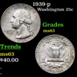 1939-p Washington Quarter 25c Grades Select Unc