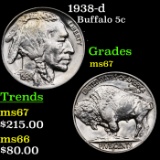 1938-d Buffalo Nickel 5c Grades GEM++ Unc