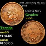 1863 Liberty Cap F12 297a Civil War Token 1c Grades Choice AU/BU Slider+