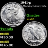 1941-p Walking Liberty Half Dollar 50c Grades GEM+ Unc