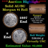 ***Auction Highlight***  AU/BU Slider Brinks Shotgun Morgan $1 Roll 1897 & S Ends Virtually UNC (fc)