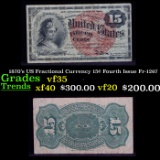1870's US Fractional Currency 15¢ Fourth Issue Fr-1267 Grades vf++