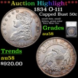 ***Auction Highlight*** 1834 O-111 R1 Capped Bust Half Dollar 50c Graded au58 By SEGS (fc)