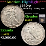 ***Auction Highlight*** 1920-p Walking Liberty Half Dollar 50c Graded ms65 By SEGS (fc)