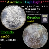 ***Auction Highlight*** 1878-p 7/8tf vam 33 7/4 Morgan Dollar $1 Graded GEM Unc By USCG (fc)