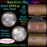 ***Auction Highlight*** Full solid date 1923-p Peace silver $1 roll, 20 coins Unc (fc)