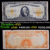 1922 Large Size $10 Gold Certificate Fr-1173 Speelman/White Grades vf+