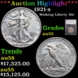***Auction Highlight*** 1921-s Walking Liberty Half Dollar 50c Graded au55 By SEGS (fc)