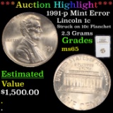 ***Auction Highlight*** NGC 1991-p Mint Error Lincoln Cent 1c Graded ms65 By NGC (fc)