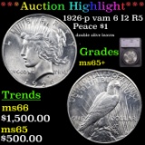 ***Auction Highlight*** 1926-p vam 6 I2 R5 Peace Dollar $1 Graded ms65+ By SEGS (fc)
