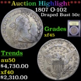 ***Auction Highlight*** 1807 O-102 Draped Bust Half Dollar 50c Graded xf+ By USCG (fc)