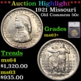 ***Auction Highlight*** 1921 Missouri Old Commem Half Dollar 50c Graded ms63+ By SEGS (fc)