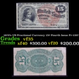 1870's US Fractional Currency 15¢ Fourth Issue Fr-1267 Grades vf++
