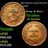 1863 Liberty Cap F-8A-317a Civil War Token 1c Grades xf details