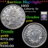 Proof ***Auction Highlight*** 1905 Liberty Nickel 5c Graded GEM+ Proof By USCG (fc)