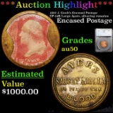 ***Auction Highlight*** 1862 J. Gault’s Encased Postage EP-34B Large Ayers, silvering remains Graded