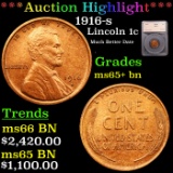 ***Auction Highlight*** 1916-s Lincoln Cent 1c Graded ms65+ bn By SEGS (fc)