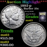 ***Auction Highlight*** 1892-p Barber Quarter 25c Graded Select Unc By USCG (fc)