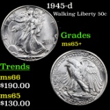 1945-d Walking Liberty Half Dollar 50c Grades GEM+ Unc