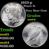 1923-p Peace Dollar $1 Grades Choice+ Unc