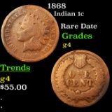 1868 Indian Cent 1c Grades g, good
