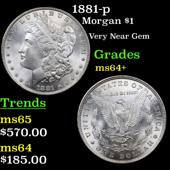 1881-p Morgan Dollar $1 Grades Choice+ Unc